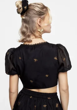 Insectarium Embroidered Organza Corset Top
