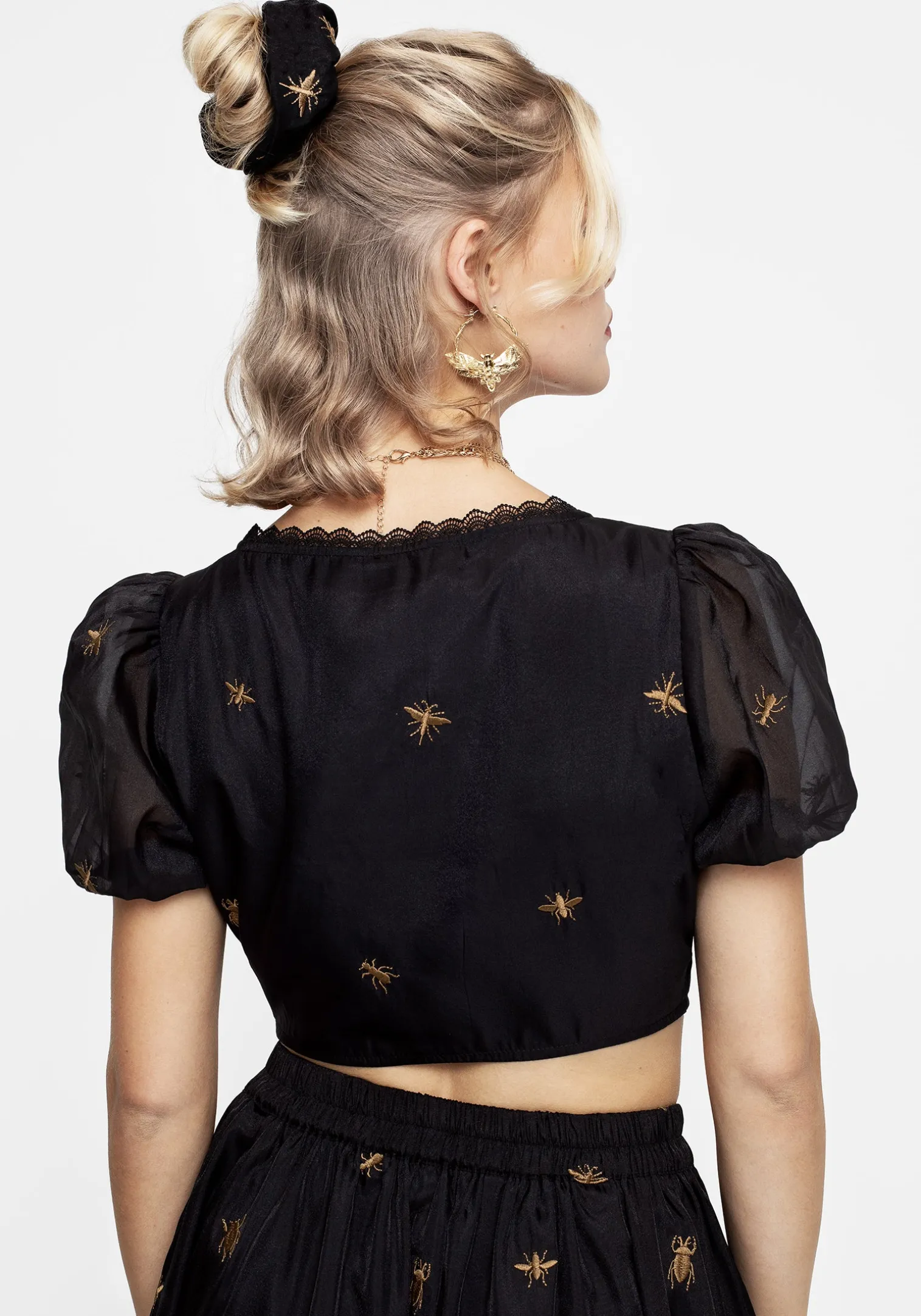 Insectarium Embroidered Organza Corset Top