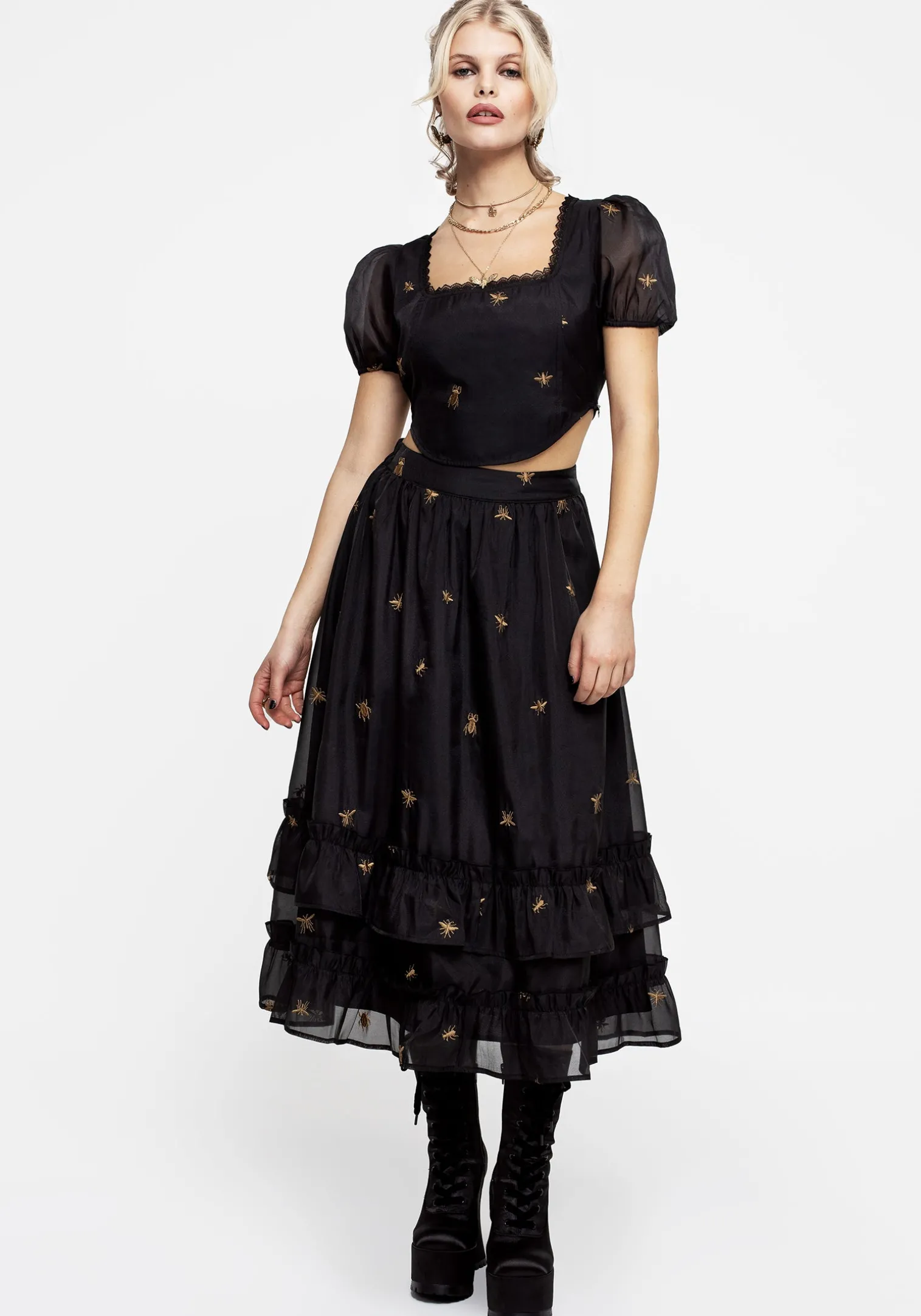 Insectarium Embroidered Organza Corset Top