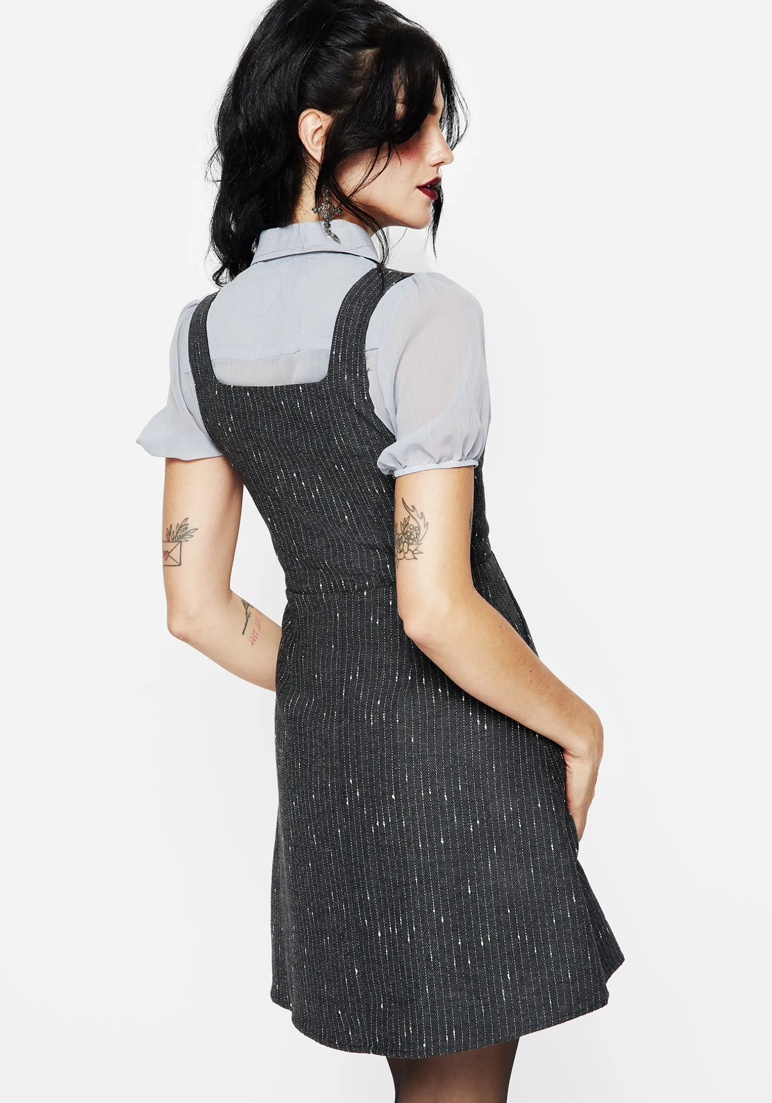 Isabella Wool Blend Button Up Mini Pinafore Dress