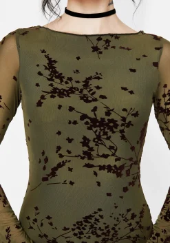 Jael Flocked Devoré Midi Dress