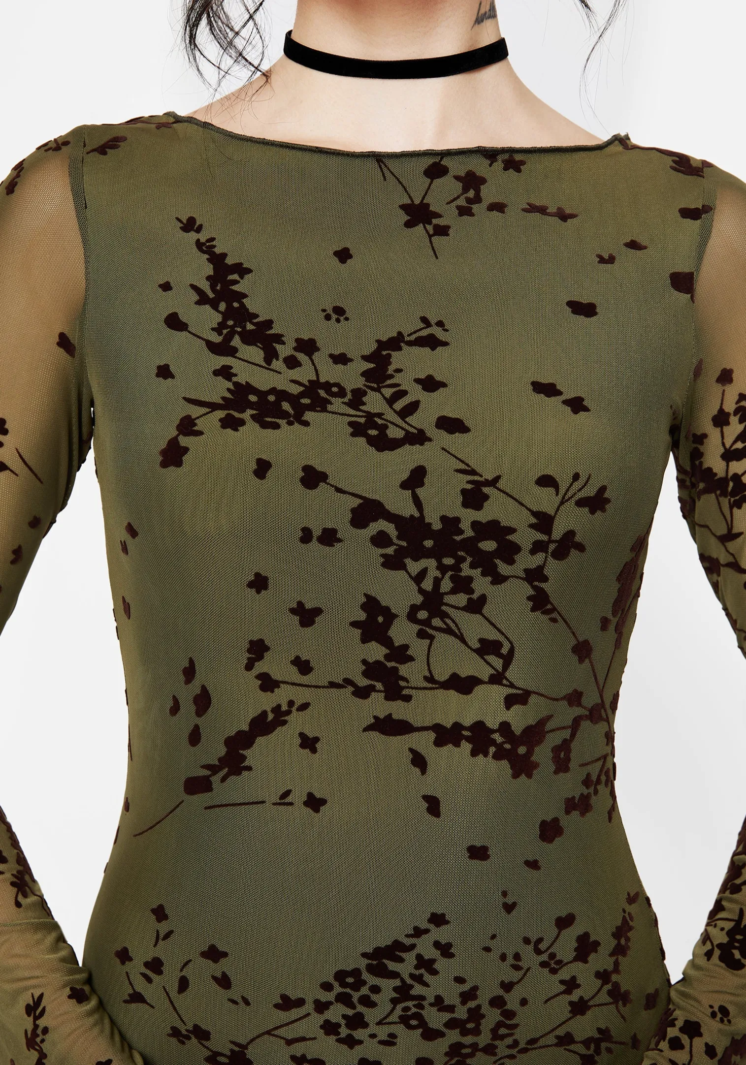 Jael Flocked Devoré Midi Dress