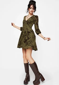 Jael Flocked Devoré Smock Mini Dress