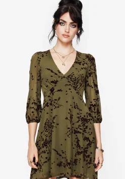 Jael Flocked Devoré Smock Mini Dress