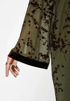 Jael Flocked Longline Mesh Kimono