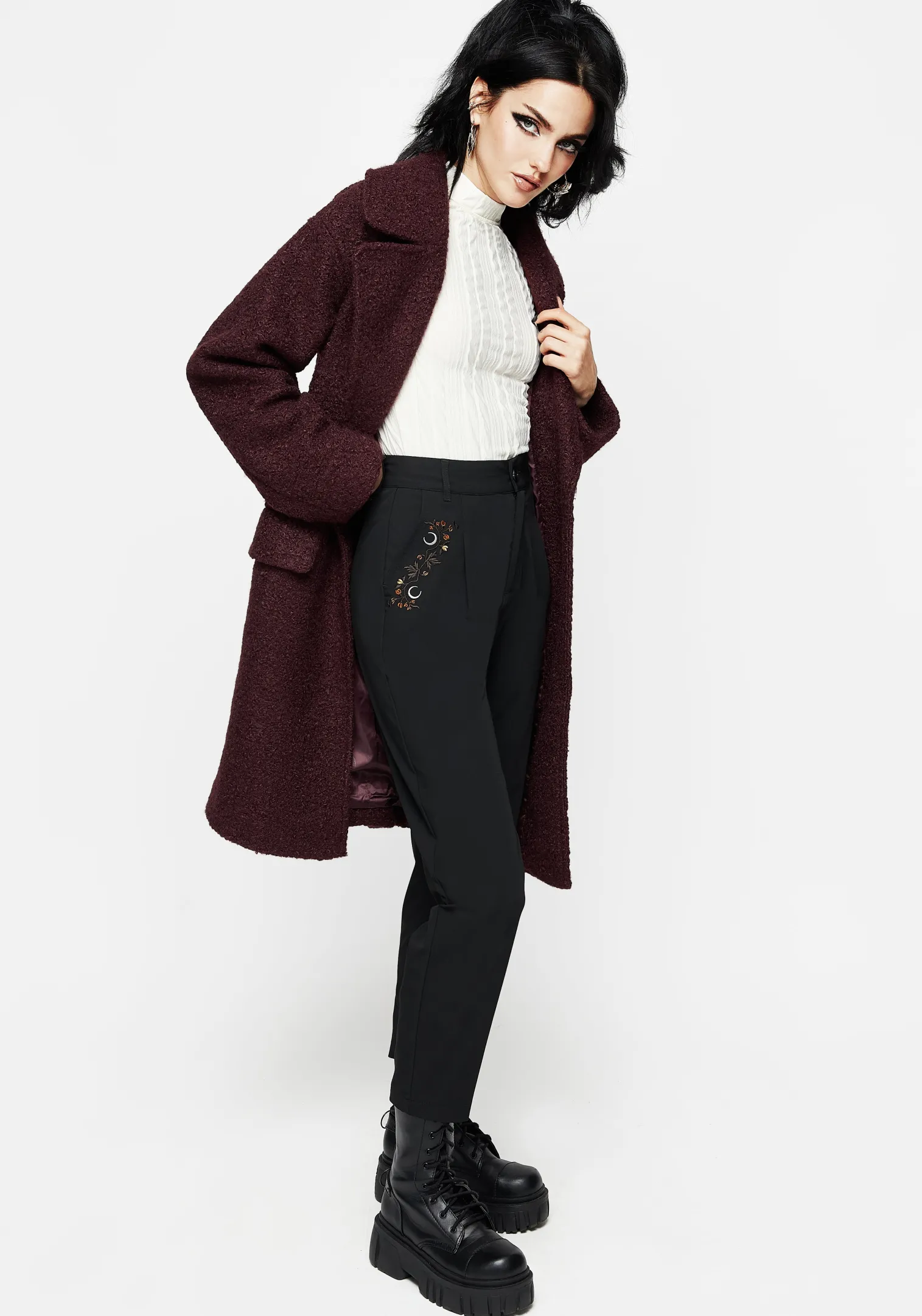 Japonica Floral Moon Embroidered Tapered Trousers