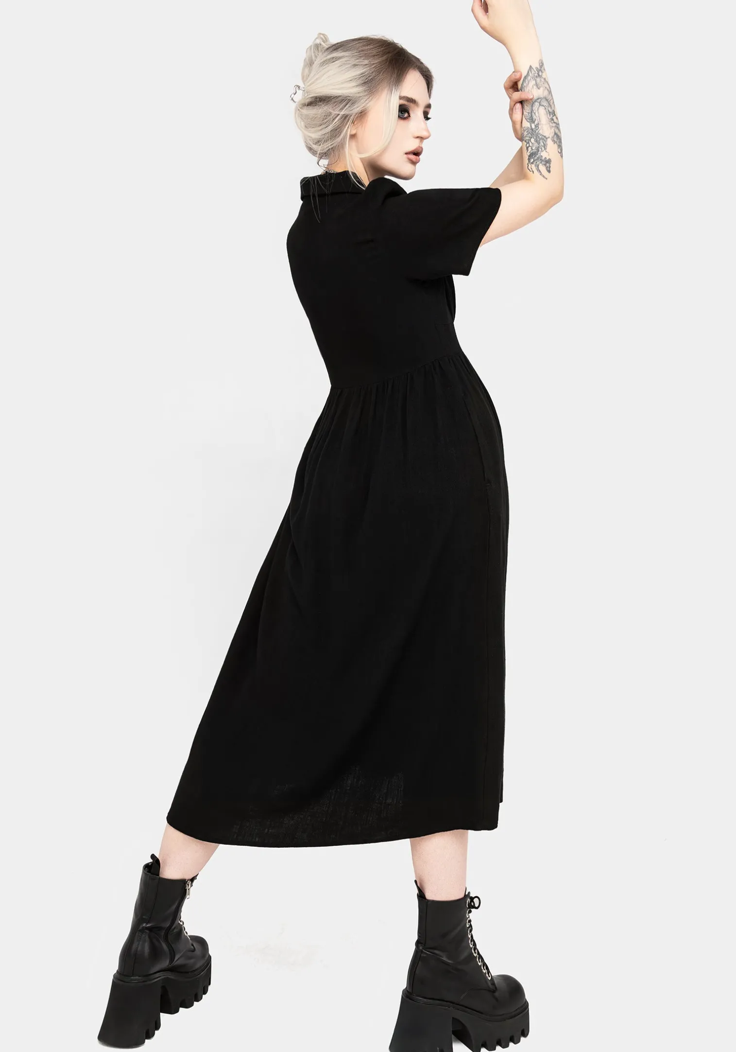 Jasmine Embroidered Midi Shirt Dress