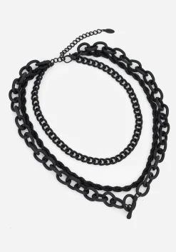 Jet Chunky Chain Layered Necklace