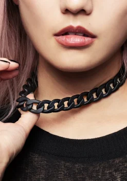 Jet Chunky Rope Chain Choker Necklace