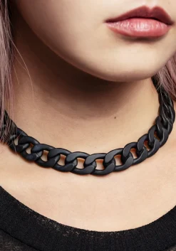 Jet Chunky Rope Chain Choker Necklace