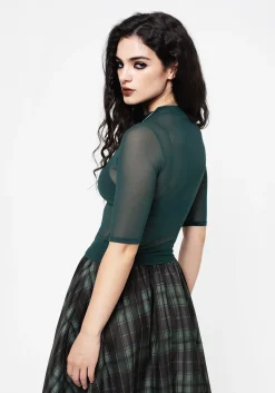 Jinx Mesh Short Sleeve Top - Green