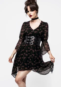 Judas V-Neck Flute Sleeve Mini Shirt Dress