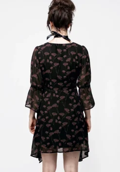Judas V-Neck Flute Sleeve Mini Shirt Dress