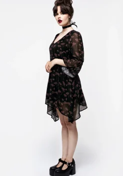 Judas V-Neck Flute Sleeve Mini Shirt Dress