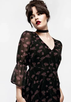 Judas V-Neck Flute Sleeve Mini Shirt Dress