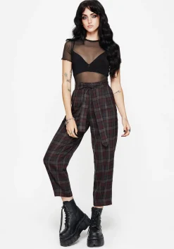 Kalma Check Tie Belt Tapered Trouser