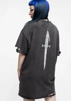 Kilgharrah Unisex Distressed Acid Washed Tee Dress