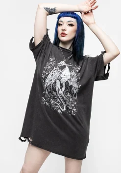Kilgharrah Unisex Distressed Acid Washed Tee Dress