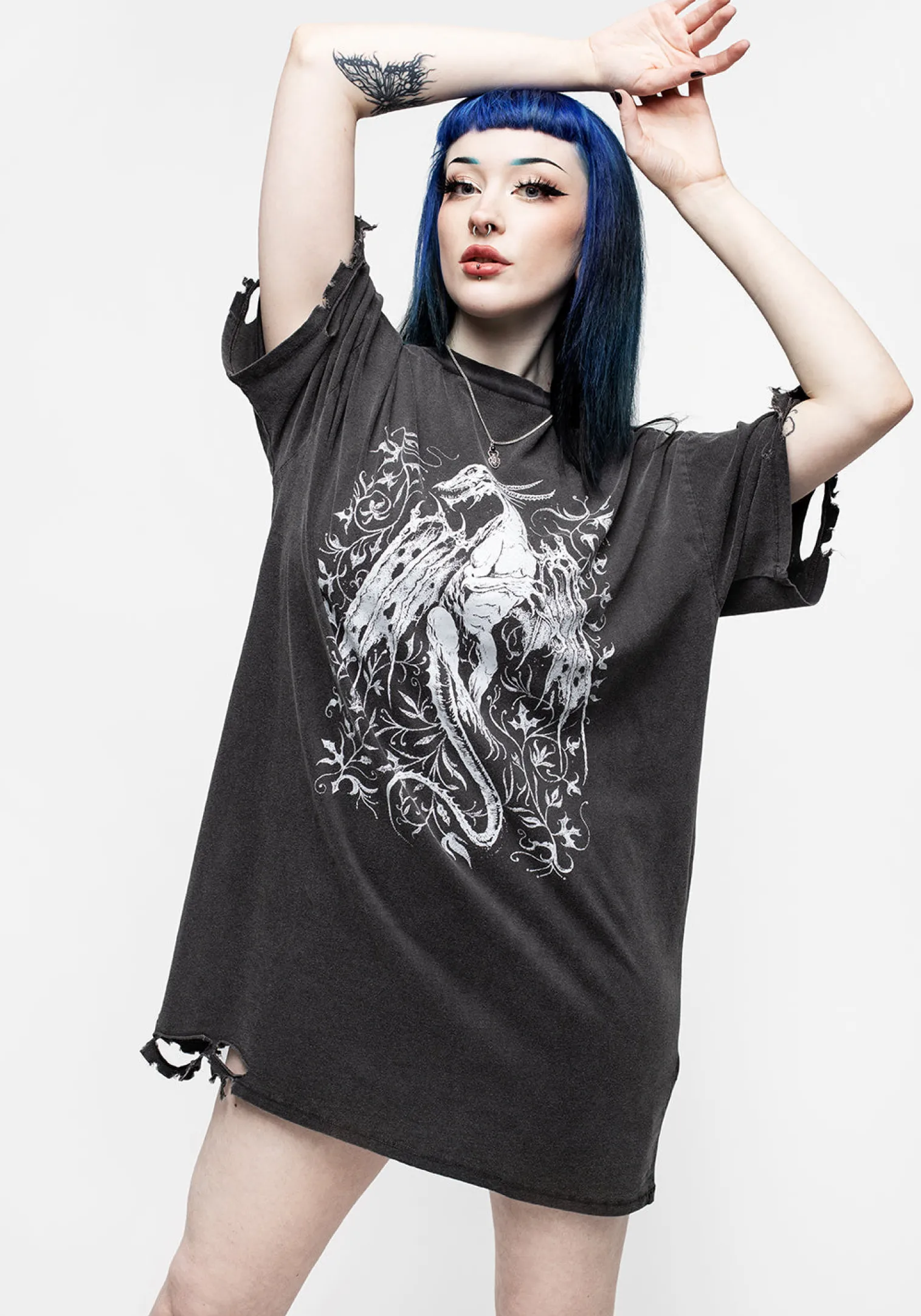 Kilgharrah Unisex Distressed Acid Washed Tee Dress