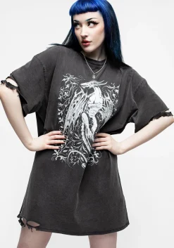 Kilgharrah Unisex Distressed Acid Washed Tee Dress