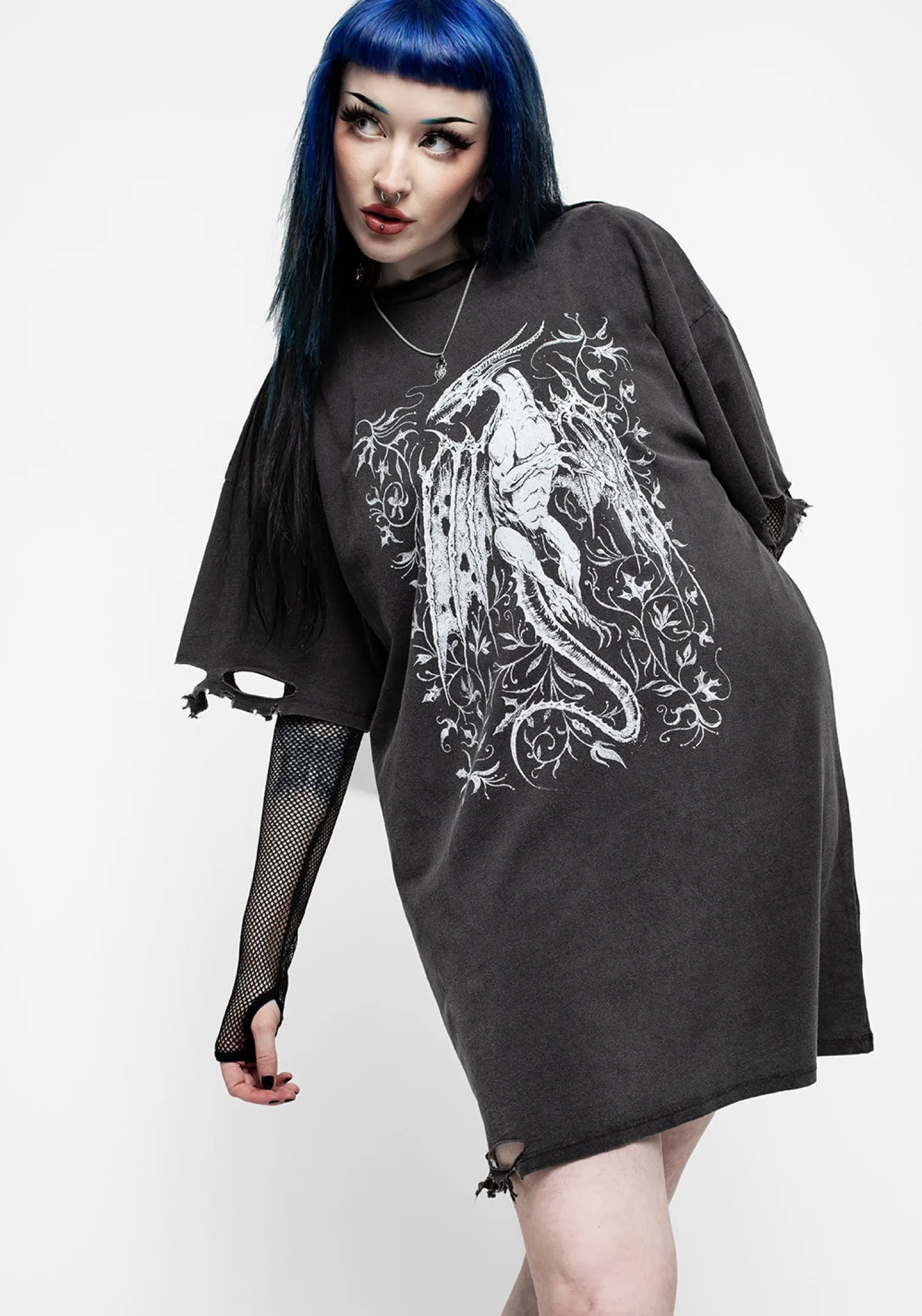Kilgharrah Unisex Distressed Acid Washed Tee Dress