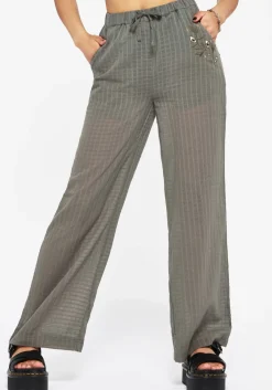 Koax Cotton Check Embroidered Beach Trouser