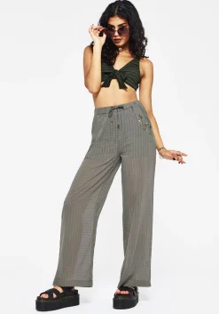 Koax Cotton Check Embroidered Beach Trouser