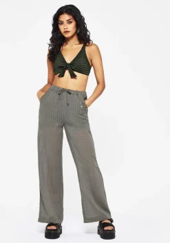 Koax Cotton Check Embroidered Beach Trouser