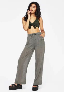 Koax Cotton Check Embroidered Beach Trouser