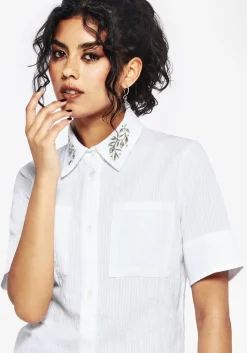Koax Cotton Check Embroidered Button Up Shirt