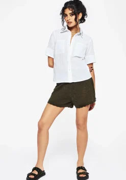 Koax Cotton Check Embroidered Button Up Shirt