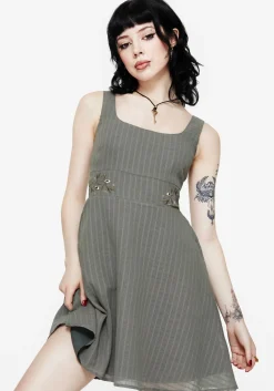 Koax Cotton Embroidered Pinafore Mini Dress