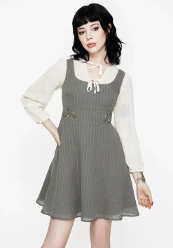 Koax Cotton Embroidered Pinafore Mini Dress