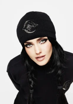 Lachrymose Embroidered Knit Beanie