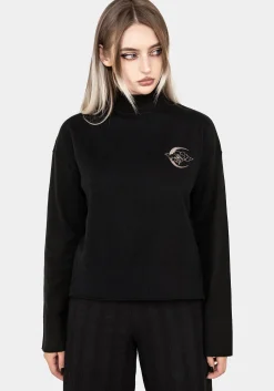 Lachrymose Embroidered Mock Neck Sweater