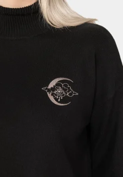 Lachrymose Embroidered Mock Neck Sweater