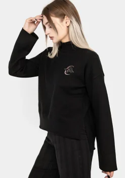 Lachrymose Embroidered Mock Neck Sweater