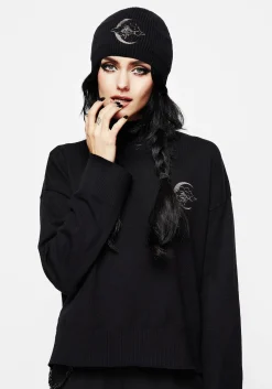 Lachrymose Embroidered Mock Neck Sweater