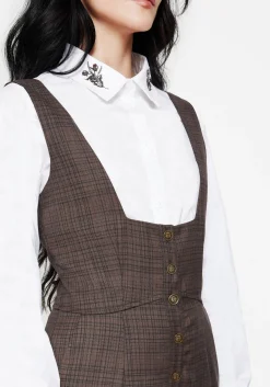 Lamya Check Tailored Straight Leg Suspender Trouser