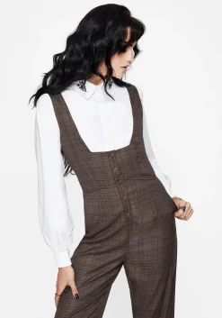 Lamya Check Tailored Straight Leg Suspender Trouser