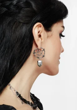 Lauma Pentagram Labradorite Hoop Earrings
