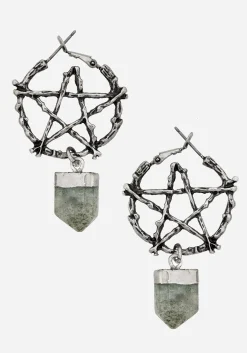 Lauma Pentagram Labradorite Hoop Earrings