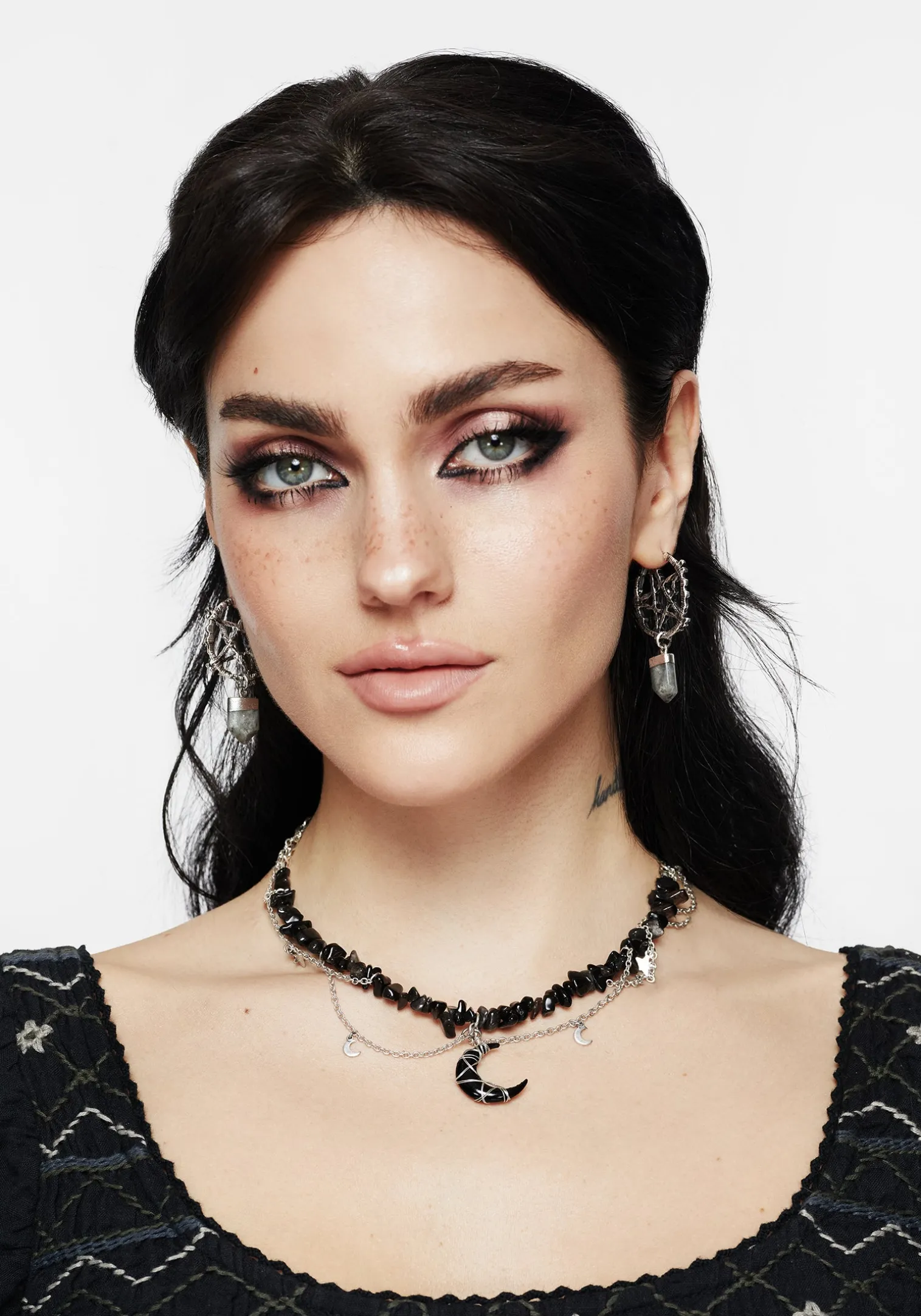 Lauma Pentagram Labradorite Hoop Earrings