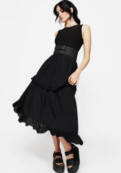 Laveau Embroidered Broderie Midi Dress