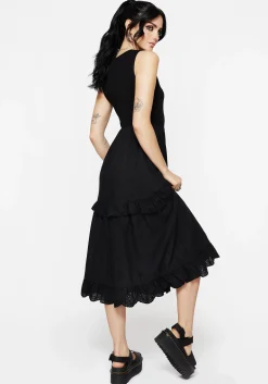 Laveau Embroidered Broderie Midi Dress