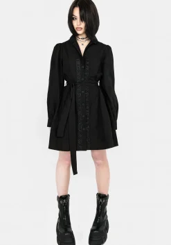 Letavia Embroidered Mini Shirt Dress