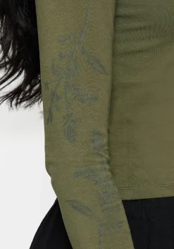 Leune Rose Print Cotton Long Sleeve Top