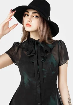 Lichen Chiffon Mini Shirt Dress