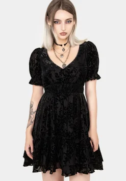 Lilias Devoré Velour Mesh Tiered Mini Dress