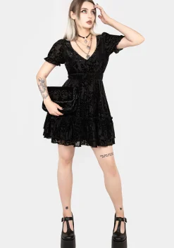 Lilias Devoré Velour Mesh Tiered Mini Dress